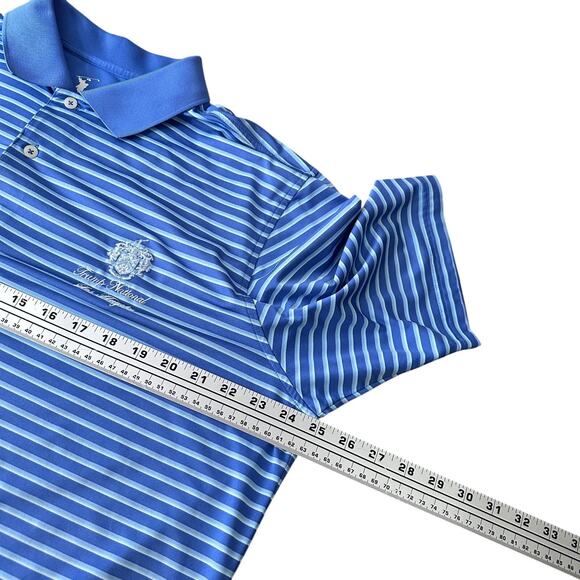 Trump National Los Angeles Polo Shirt Men’s Large Blue Striped Golf F&G Tech - Picture 8 of 10